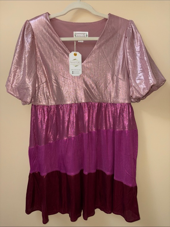 Love Riche Dresses & Skirts - Love Riche Shimmery Light Pink, Bright Pink & Deep Magenta Tiered Dress